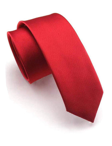 JEMYGINS 2.4" Red Tie Silk Skinny Ties for Men Slim Necktie (6cm)