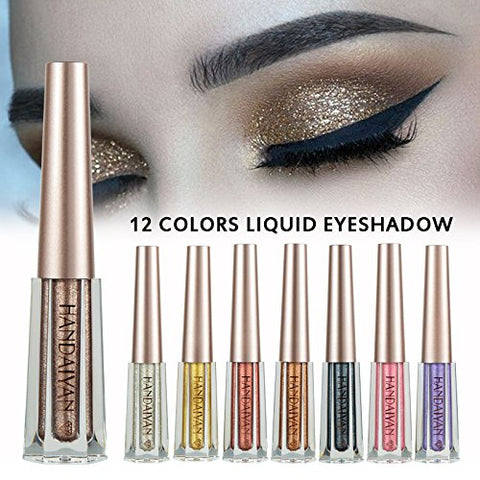 8 Colors Diamond Glitter Eyeshadow Liquid Eye Shadow, Mermaid Shimmer Sparkling Eyeshadow Smokey Eye Looks Quick-Drying Waterproof Long Lasting Quick-Drying Sparkling Eyeliner Lightweight Eyes Makeup (#04)