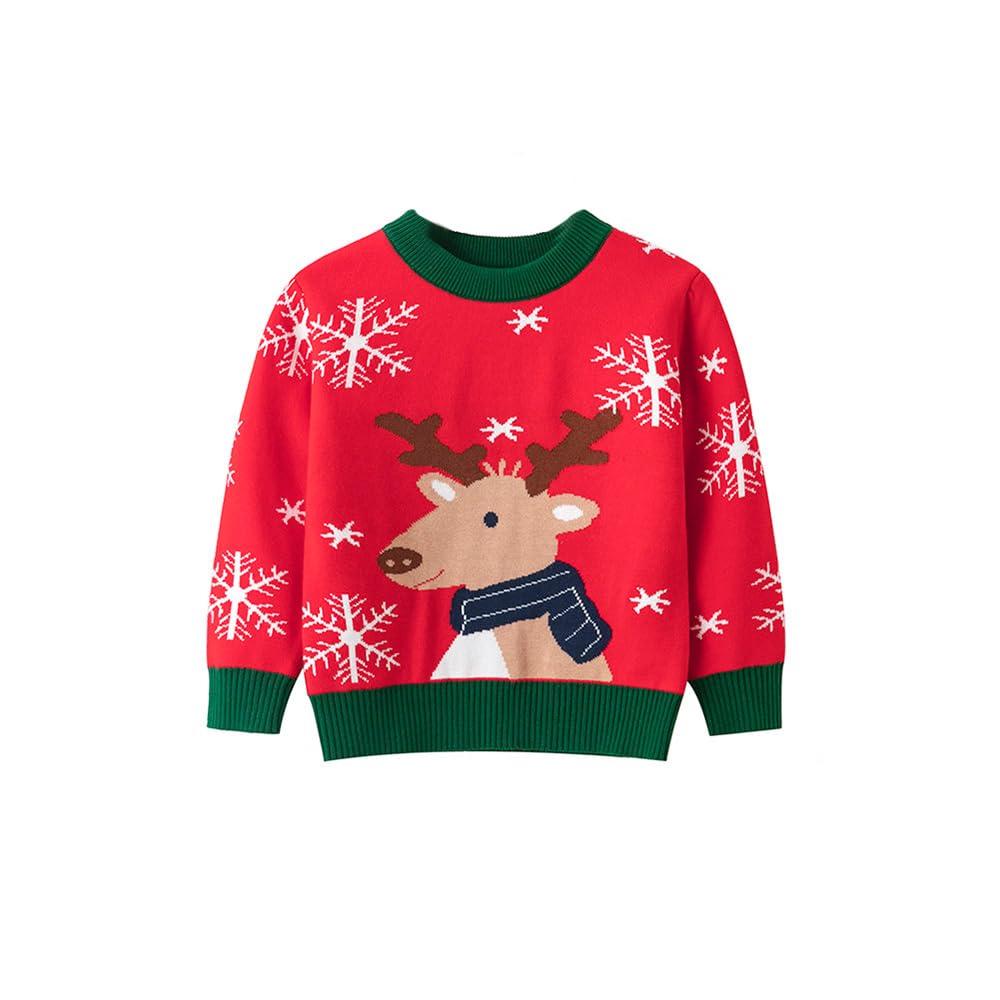 yolsun Toddler Ugly Christmas Sweater Boy Girl Funny Kids Christmas Pullover Sweatshirt Warm Crewneck Winter Clothes, Reindeer-brown, 5 Years