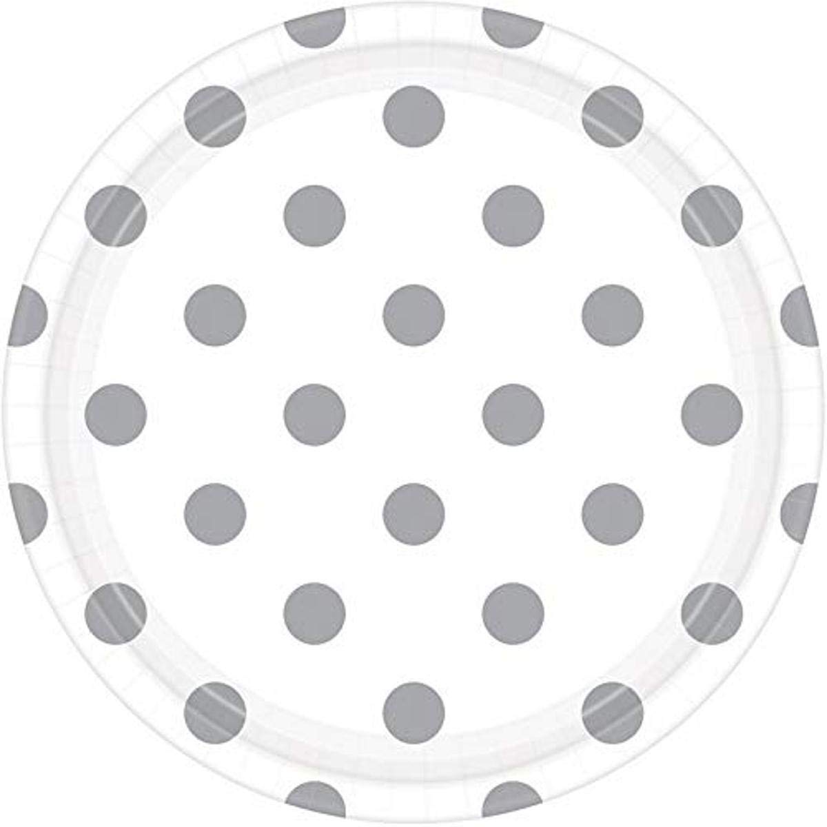 White Lunch Paper Plates Color Party Disposable Tableware, Round, 9", Pack of 8.