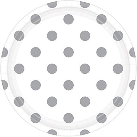 White Lunch Paper Plates Color Party Disposable Tableware, Round, 9", Pack of 8.