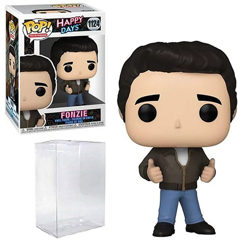 Happy Days Fonzie (Henry Winkler) Vinyl Figure # 1124 - Bundled with Pop Box Protector Case