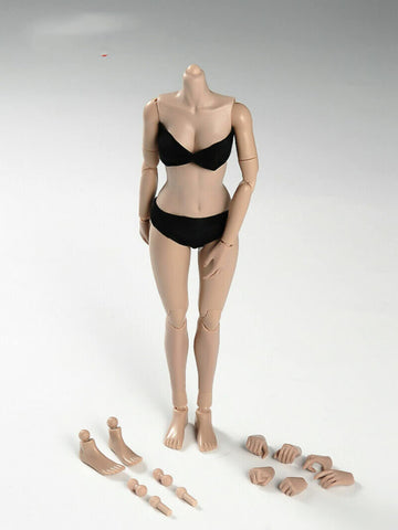 RoofWorld 1/6 Scale Miniature Figure Body, 12inch Pale Skin Super Flexible Joint Body Half-Pack Silicone Huge Bust Action Figure Body Doll Collection for 1:6 Head Sculpt