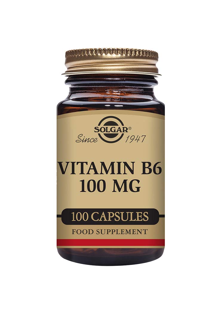 Solgar Vitamin B6 100 mg Vegetable Capsules - Pack of 100 - Supports Energy, Reduces Fatigue - Red Blood Cell Formation - Immunity - Vegan