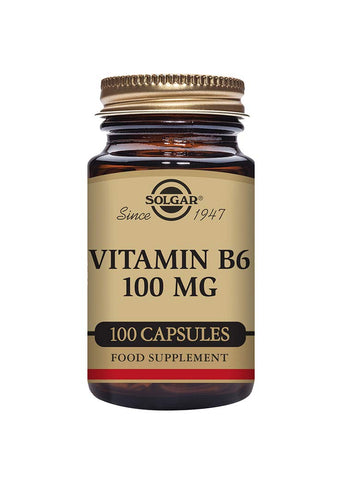 Solgar Vitamin B6 100 mg Vegetable Capsules - Pack of 100 - Supports Energy, Reduces Fatigue - Red Blood Cell Formation - Immunity - Vegan
