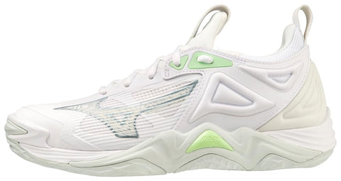 Mizuno Wave Momentum 3 Women's Volleyball Shoe, Snow White-Limeade, 10