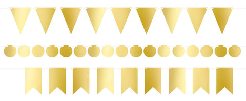 Beistle 53585-GD Foil Mini Streamer Kit, 6" x 18', Gold