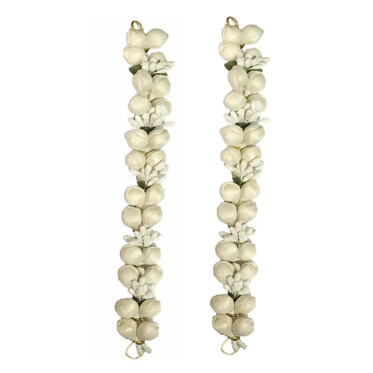 VinshBond Flower Gajra Bun Juda Maker Mogra Gajra Hair Accessories For Women and Girls, Pack-02, White