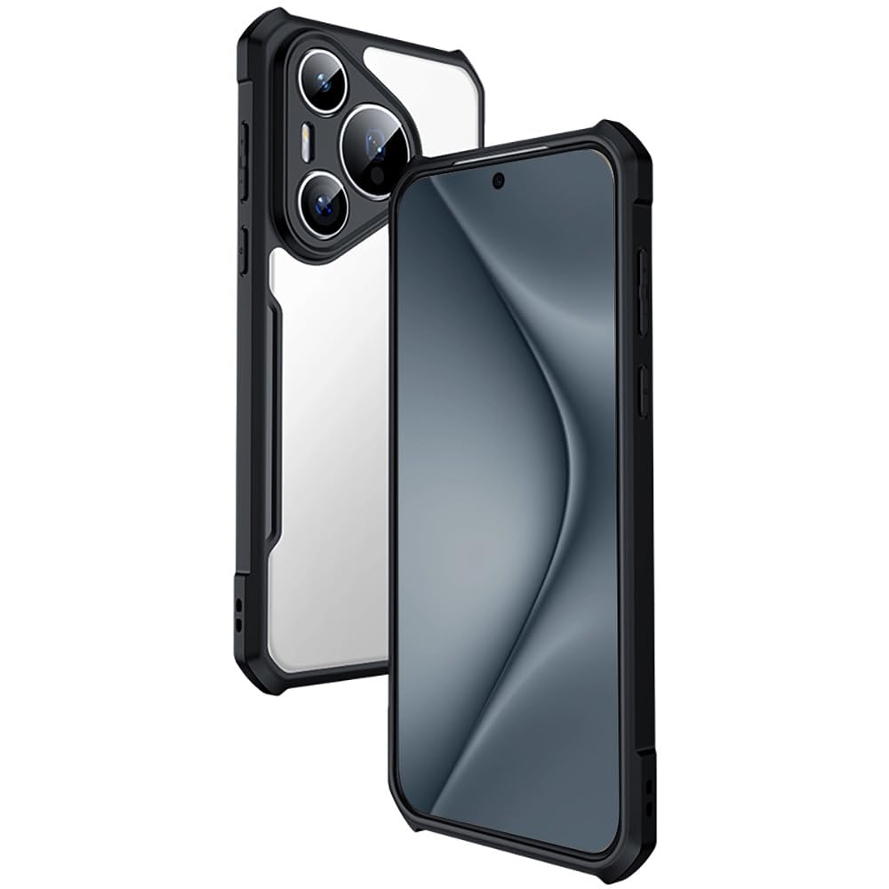 zZjoOoj Case for Huawei Pura 70, [Never Yellowing] Soft TPU + PC Shockproof Mobile Phone Case Transparent, Air Cushion Anti-Drop, Camera Protection, Slim and Lightweight - Black