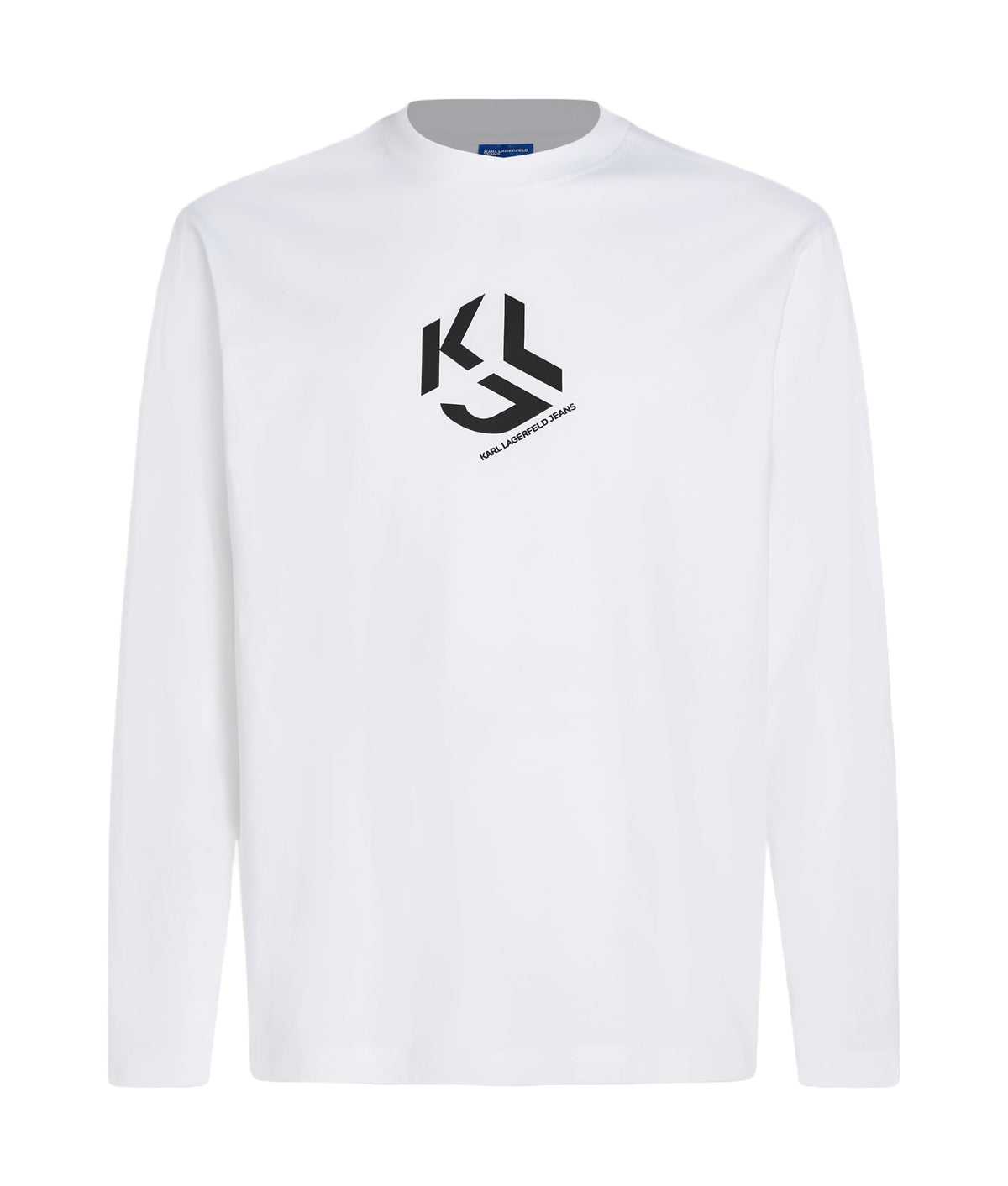 KARL LAGERFELD JEANS, Mens, Regular Monogram Long Sleeve TEE, White, Large