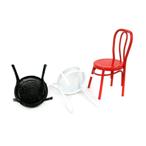 NUOBESTY 1:12 Miniature Chair Dollhouse Mini Iron Chair Dollhouse Furniture Ornament Dollhouse Accessories White