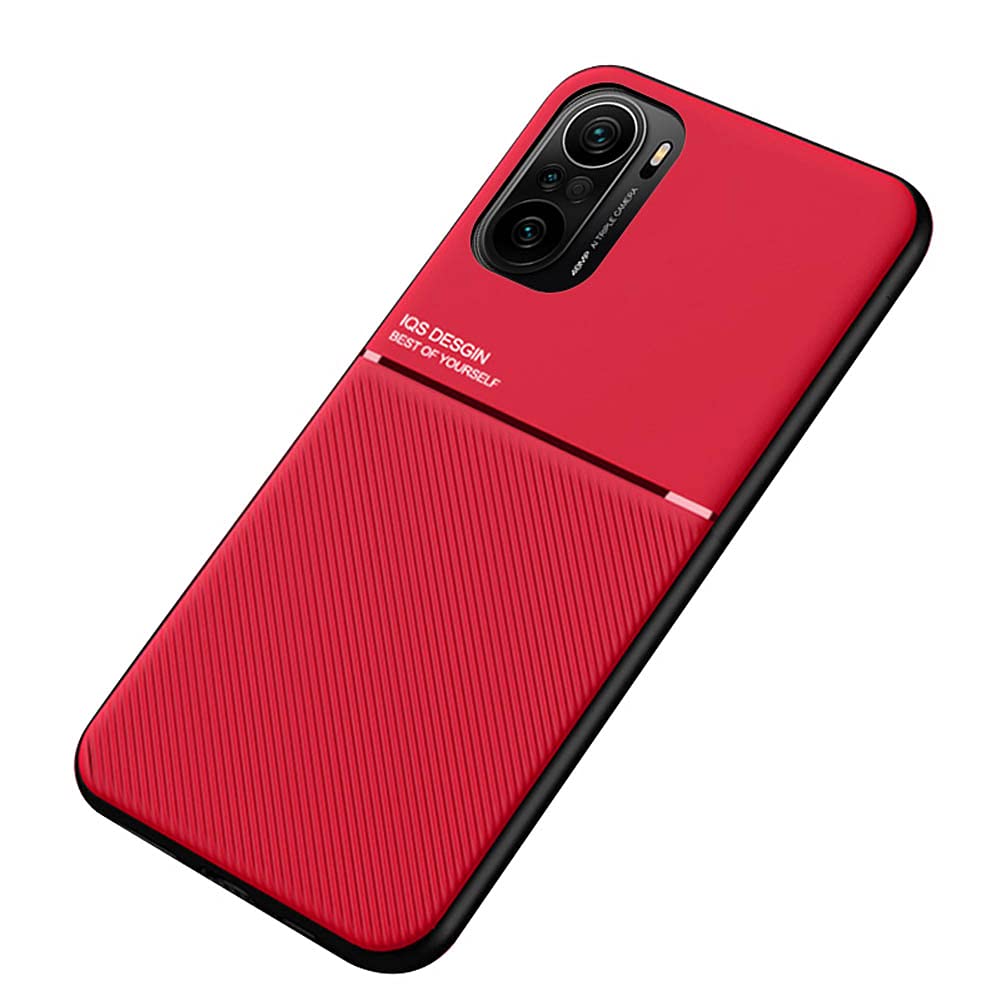 Kepuch Mowen Case Cover Bumper Built-in Metal Plate for Xiaomi Redmi K40/K40 Pro/Poco F3 - Red