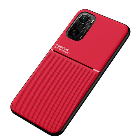 Kepuch Mowen Case Cover Bumper Built-in Metal Plate for Xiaomi Redmi K40/K40 Pro/Poco F3 - Red