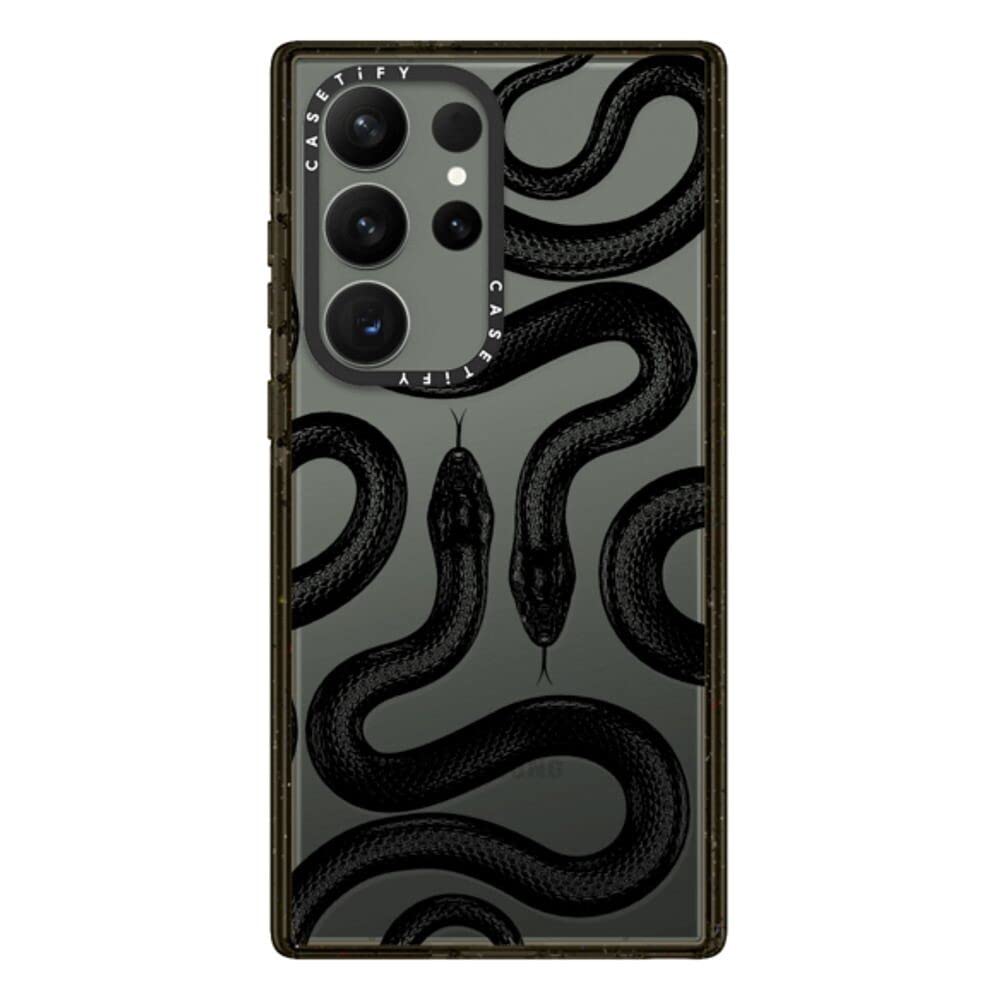CASETiFY Impact Galaxy S23 Ultra Case [4X Military Grade Drop Tested / 8.2ft Drop Protection] - Black Kingsnake - Clear Black