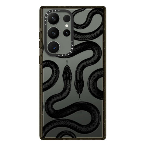 CASETiFY Impact Galaxy S23 Ultra Case [4X Military Grade Drop Tested / 8.2ft Drop Protection] - Black Kingsnake - Clear Black