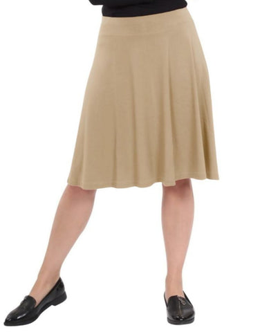 Kosher Casual Women's Mid-Knee Length Full A-Line Skater Skirt Small Beige