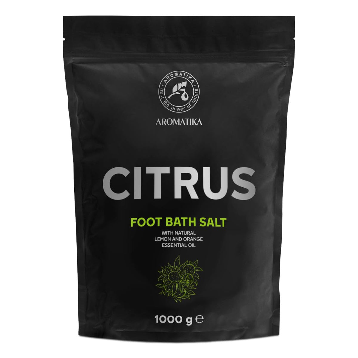 Foot Bath Salt Citrus 1000g - Pedicure Foot Bath Salt - Foot Bath Additive with Natural Sea Salt - Lemon and Orange Essential Oil - Foot Care for Tired Feet - Beauty - Relaxation - Aromatherapy