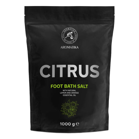 Foot Bath Salt Citrus 1000g - Pedicure Foot Bath Salt - Foot Bath Additive with Natural Sea Salt - Lemon and Orange Essential Oil - Foot Care for Tired Feet - Beauty - Relaxation - Aromatherapy