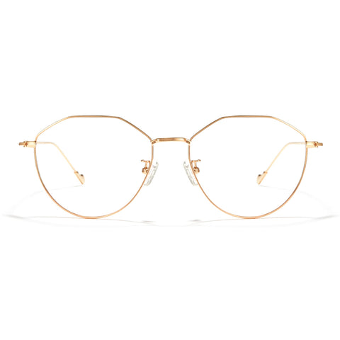 Cyxus Oval Blue Light Blocking Glasses for Women Round Computer Eyewear Anti Eyestrain Irregular Eyeglasses Frame Gold