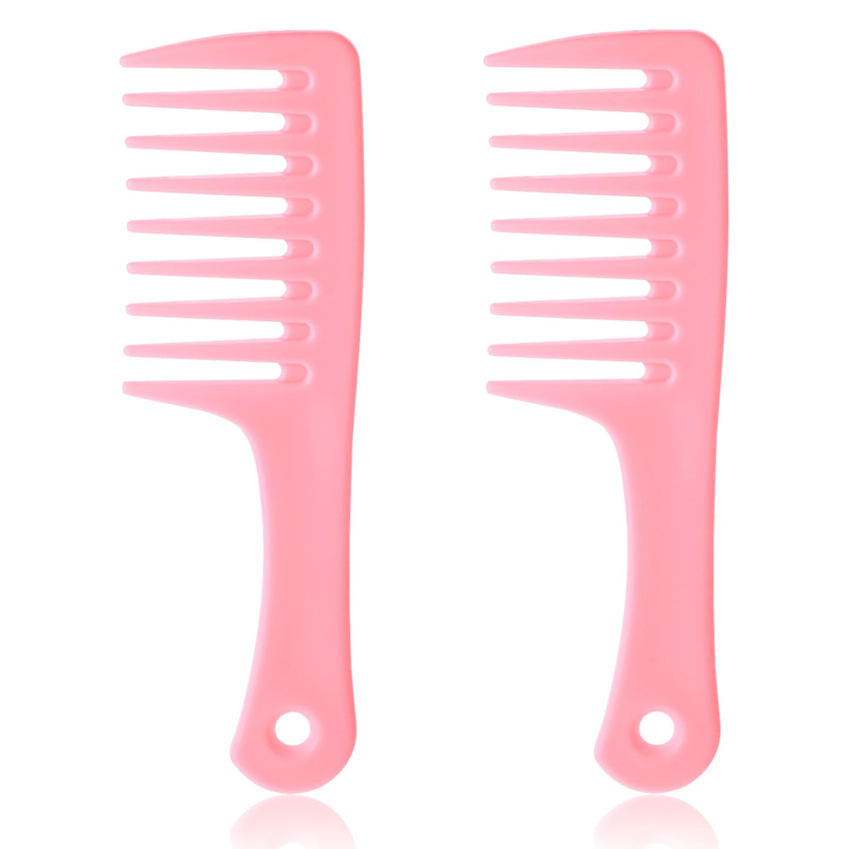 Giantre 2 PCS Mini Wide Tooth Comb, Portable Detangling Comb, Plastic Curl Comb, Big Tooth Combs for Women Hair Styling Comb Travel Size Comb for Curly Hair Long Hair and Wet Hair (Pink)