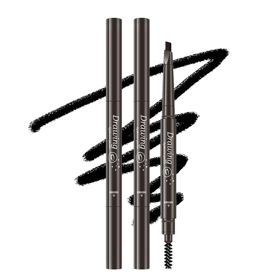 Generic Eyebrow Pencil, Waterproof, Long-lasting, Professional Eyebrow Shaping and Filling Pencil for Women Eye-Makeup; ?3-in-1?Eyebrow Pencil *3; Black #-0408045