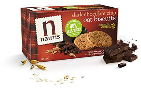 (12 PACK) - Nairns - Dark Choc Chip Oaty Biscuits | 200g | 12 PACK BUNDLE by Nairn's Oatcakes
