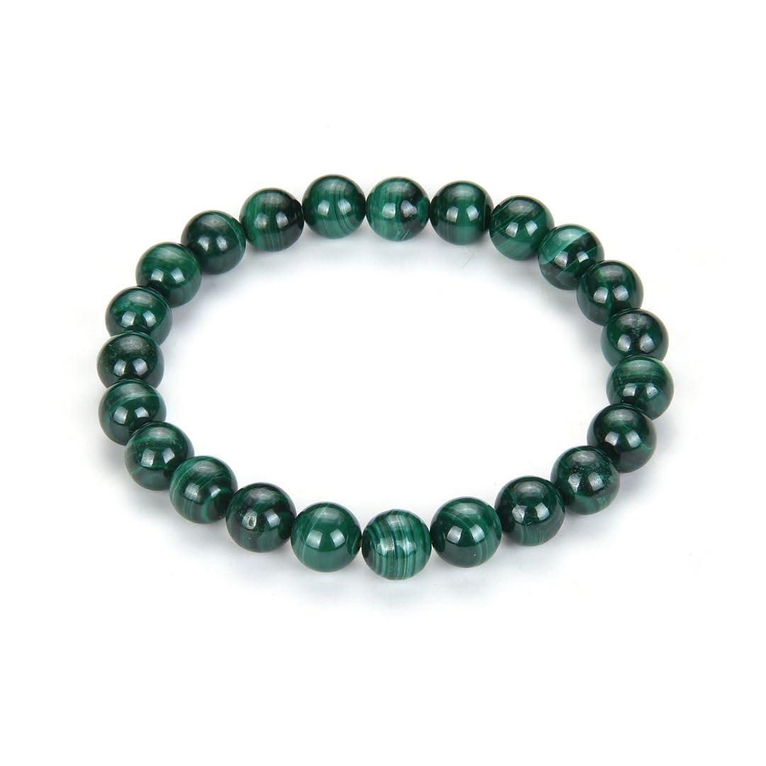 Adabele Real Natural Green Malachite Bracelet Gemstone Beaded Bracelet 8 inch Stretch Chakra Healing Crystal Stone Jewelry Women Mom Gift GB8-C11