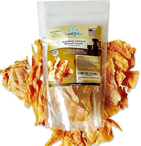 Loyal Paws Chicken Jerky Dog Treats Made in USA Only - Natural, Healthy, Premium, Human Grade, 100% Chicken - Grain Free - Training Treats for Small, Medium, and Large Dogs 4oz