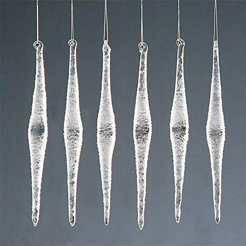 Elegance By Snow White Christmas Tree Decoration 6 Pack Frosted Glass Diamond Icicles