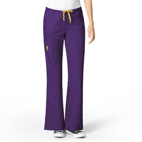 WonderWink Womens Flare Leg Cargo Pant, Eggplant, 3X-Large