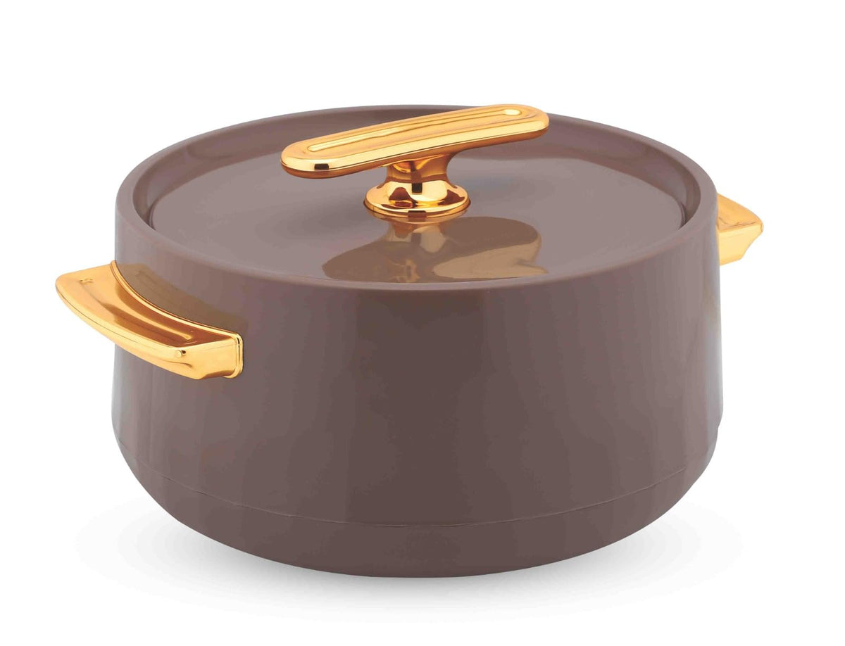 Warmeo Pearl Round shape Inner Steel Casserole Pack of 1(1700ml,Color- Frosted Chocolatel) BPA Free|Advanced P.U. Insulation|Keeps Food hot & Fresh for Long Hours|Chapati, Roti, Biryani and More