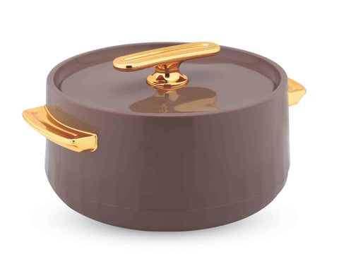 Warmeo Pearl Round shape Inner Steel Casserole Pack of 1(1700ml,Color- Frosted Chocolatel) BPA Free|Advanced P.U. Insulation|Keeps Food hot & Fresh for Long Hours|Chapati, Roti, Biryani and More