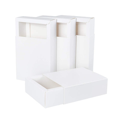 BENECREAT 20 Pack Kraft Paper Drawer Box 5x4.5x1.7 Festival Gift Wrapping Boxes Soap Jewelry Candy Weeding Party Favors Gift Packaging Boxes, White
