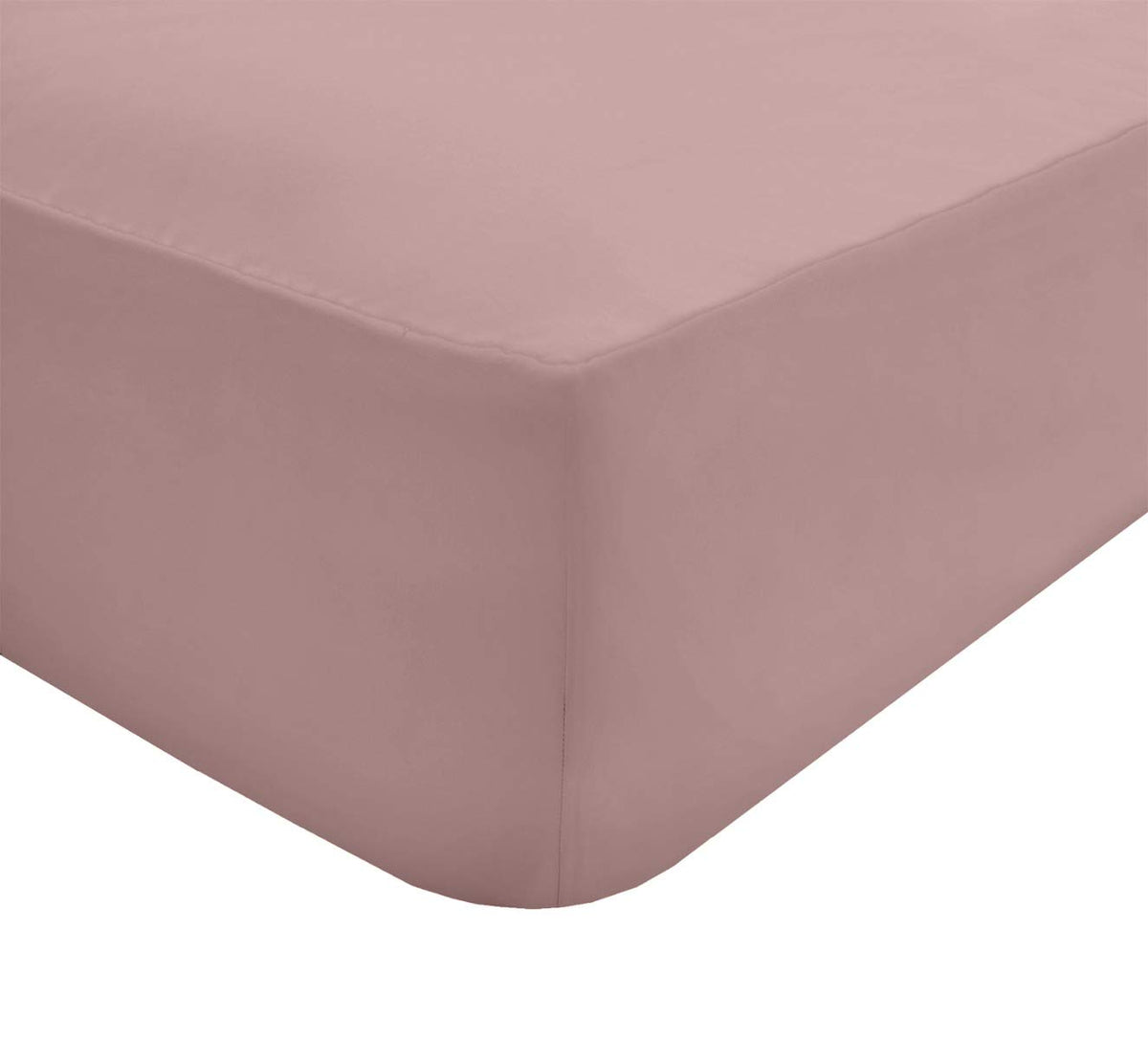 Sleepdown Fitted Sheet Super Soft Cosy Easy Care Polycotton Bed Linen Luxury Bedding Bedsheet 25 cm Deep Non Iron - Soft Pink - King