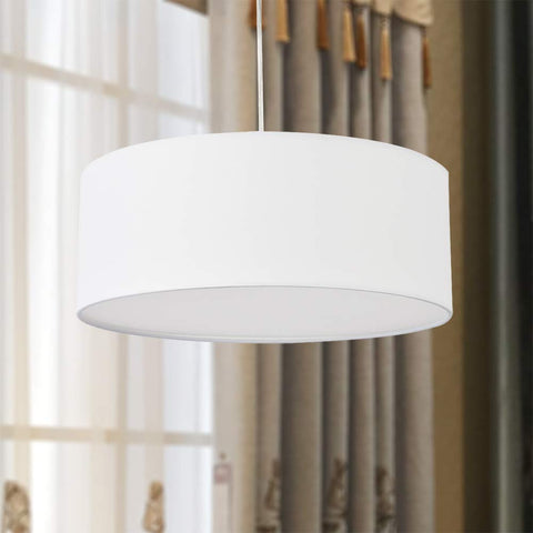 Pendant Light, SPARKSOR Ceiling Hanging Lamp, Modern Fabric Light Shade, Large White Drum Lampshade, Round, for Bedroom Dining Room Living Room, 3 Bulb, E27