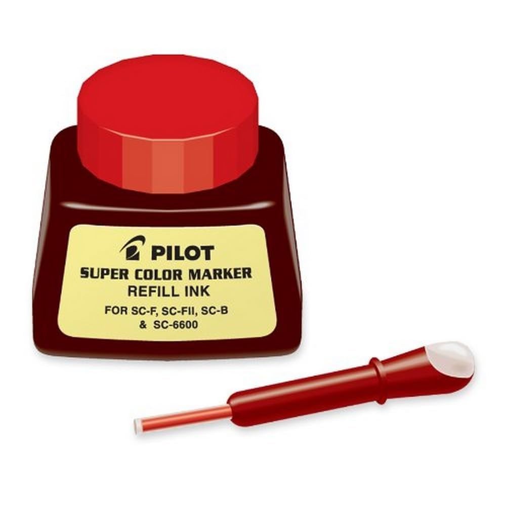 PILOT Super Color Permanent Marker Refill Ink, Red Ink, 1 Ounce Bottle with Dropper (43700)