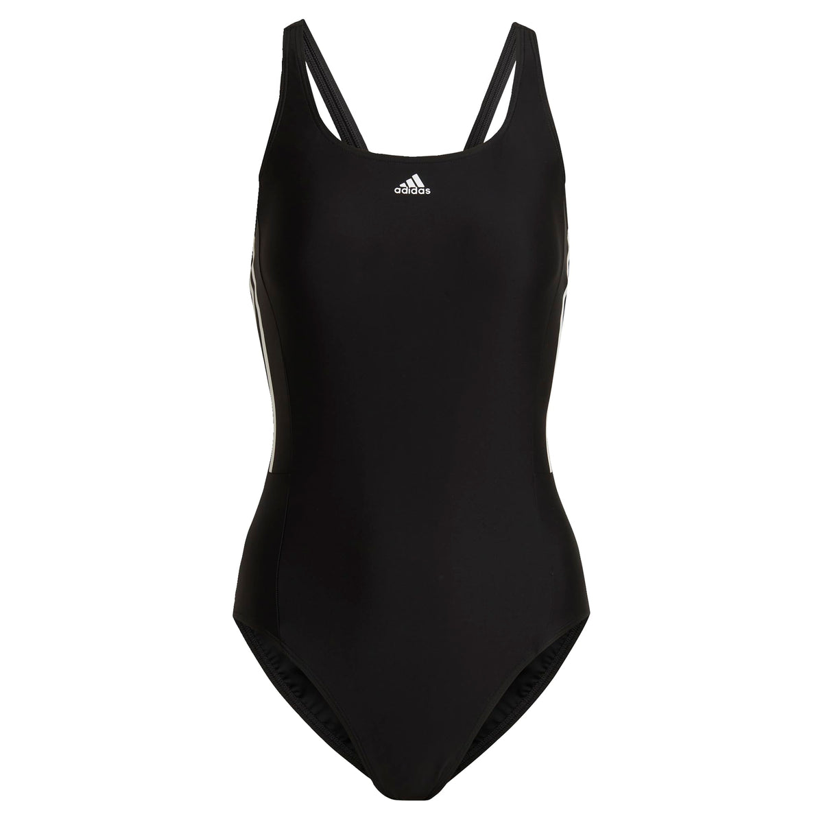 adidas Women's Mid 3-Stripes Swimsuit, Black/White, 16