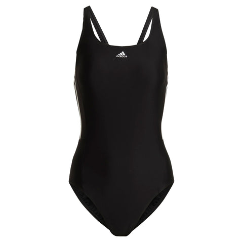 adidas Women's Mid 3-Stripes Swimsuit, Black/White, 16