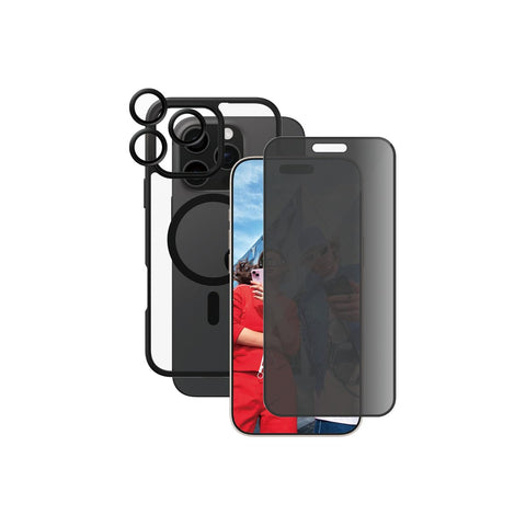 PanzerGlass CARE 3-IN-1 BUNDLE for Apple iPhone 16 Pro Max 6.9" 2024| Privacy Screen Protector + Dark Hard Case w/MagSafe + Black Lens Protector, Full 360Â° Drop & Scratch Protection - Black Set