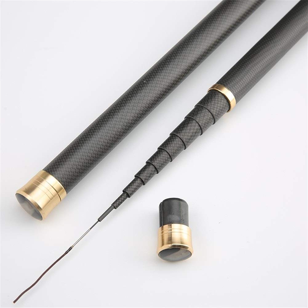 Fishing Rod Super Light Hard Carbon Fiber Hand Fishing Pole Telescopic Fishing Rod 2.7M 3.6M 3.9M 5M 5.4M 6.3M 7.2M 8M 9M 10M Stream Rod (Color : Black, Size : 3.9m)