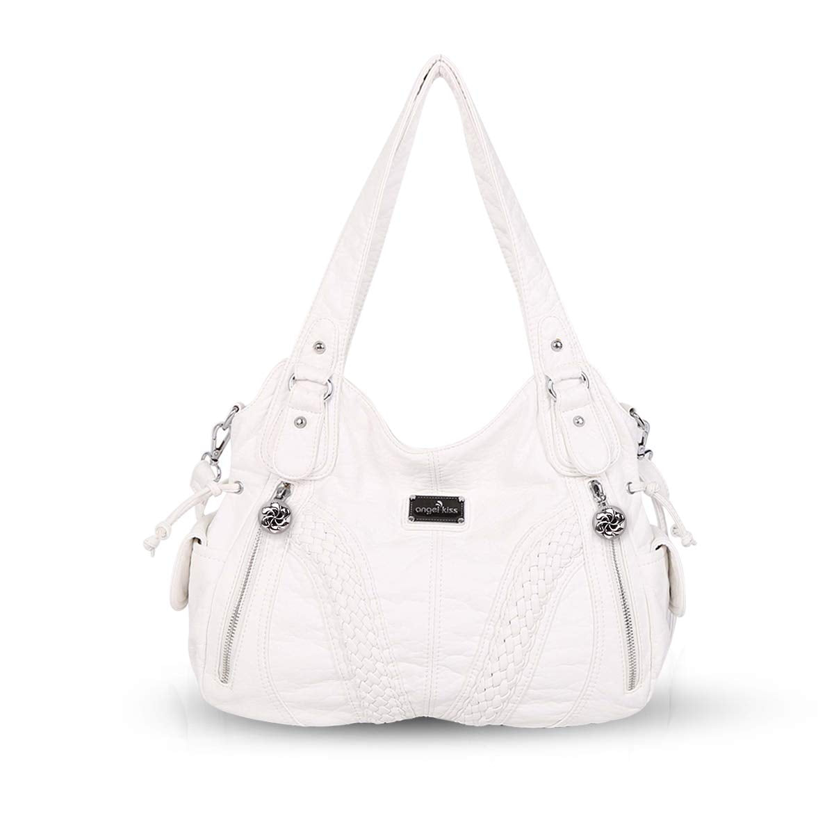NICOLE & DORIS Woman Shoulder Bag Casual Crossbody Bag Shopper Soft PU Leather Handbag for Ladies Fashion Hobo Bag Large Capacity Tote Bag White