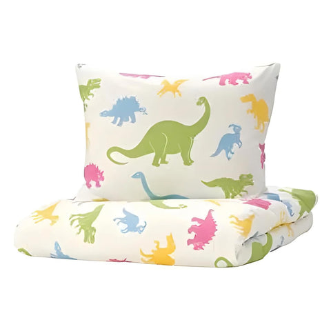IKEA JATTELIK Duvet Cover and Pillowcase Dinosaur/Multicoloured