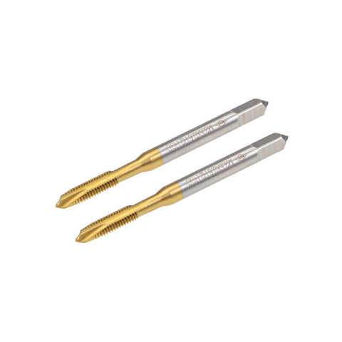 uxcell Spiral Point Plug Threading Tap M3.5 x 0.6 Thread, Ground Threads H2 3 Flutes, High Speed Steel HSS 6542, Titanium Coated, Metric Screw Taps Tapping Bit for Thread Repair, 2pcs