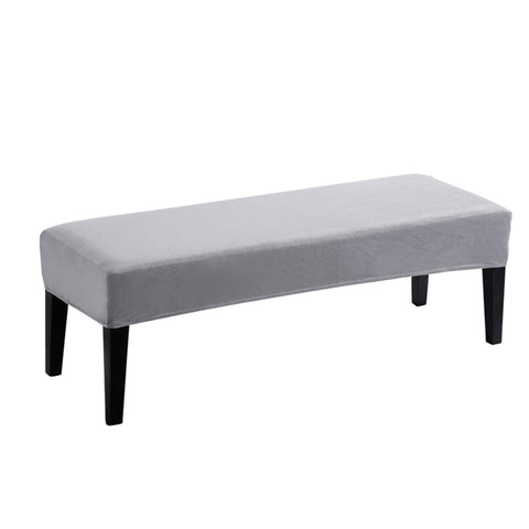 Knitted Jacquard Dining Room Bench Covers, Stretch Bench Slipcover, Soft Spandex Sofa cover, Removable Washable Bench Cover for Modern Living Room, Bedroom, Kitchen (Velvet Light Grey)