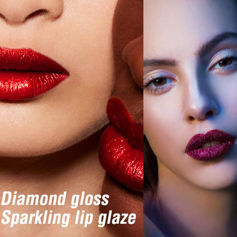 AKARY Shimmer Liquid Lipstick Long Lasting, Skull Diamond Metallic Shiny Glitter Glossy Shimmery Finish Waterproof Lip Gloss for Women, High Pigmented Nonstick Cup Lipstick Makeup for Lips, 08