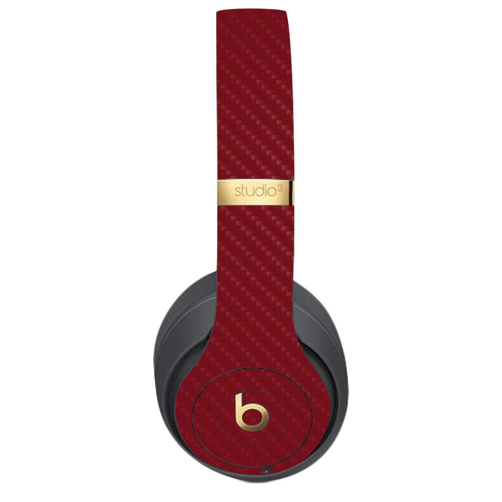 MightySkins Carbon Fiber Skin for Beats Studio 3 Wireless - Burgundy | Protective, Durable Textured Carbon Fiber Finish | Easy to Apply, Remove, and Change Styles | Made in The USA
