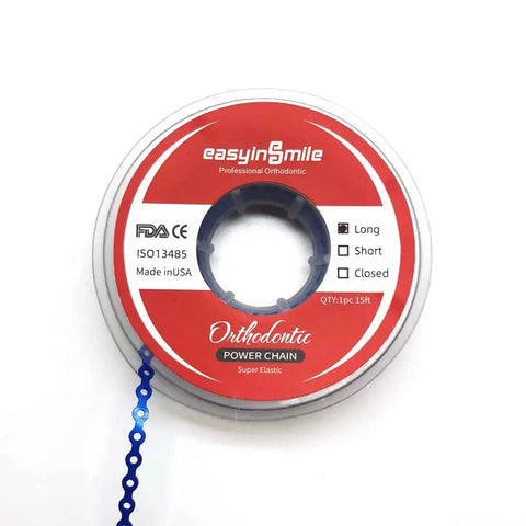 Dental Orthodontic Elastic Rubber Power Chain Braces Bands Short/Long/Close for Teeth Braces (long, Dark Blue)