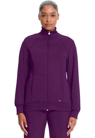Infinity Cherokee Zip Front Scrub Nurse Jackets for Women, 4-Way Stretch Fabric 2391A, S, Eggplant