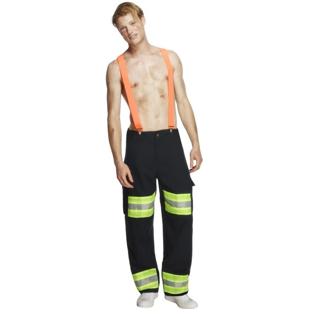 Smiffys Fever Male Firefighter Costume with Trousers and Braces Blue MEDIUM
