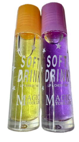 Generic Lip Balm with Fruit Flavors, Moisturizing Lip Oil Tint, Liquid Lip Gloss (purple/yellow)